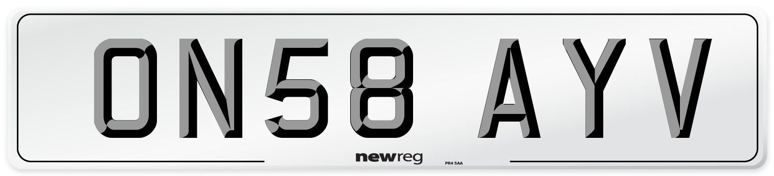 ON58 AYV Number Plate from New Reg